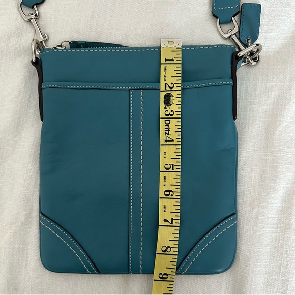 Coach Vintage Y2K Teal Turquoise Blue Leather Crossbody Bag - Picture 5 of 6